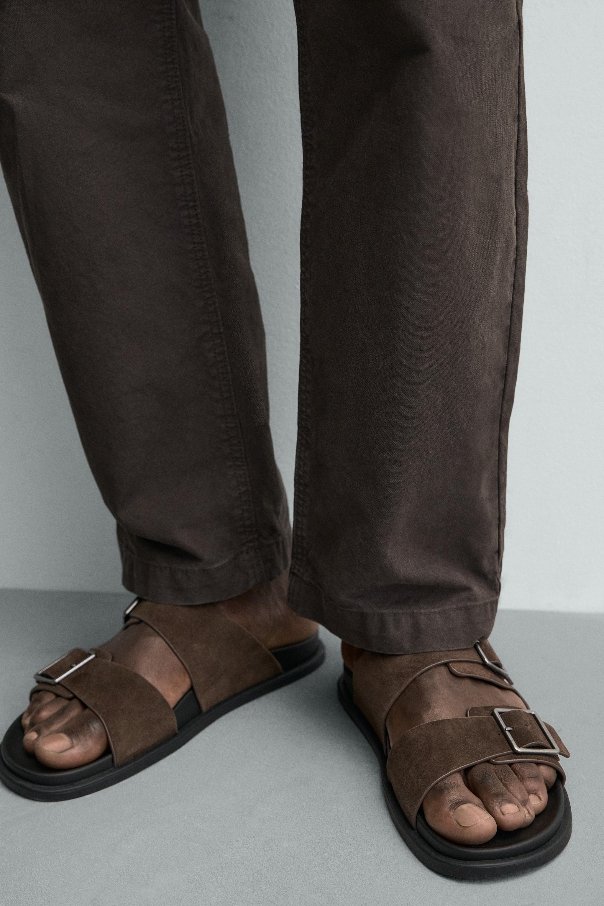 DOUBLE STRAP LEATHER SANDALS