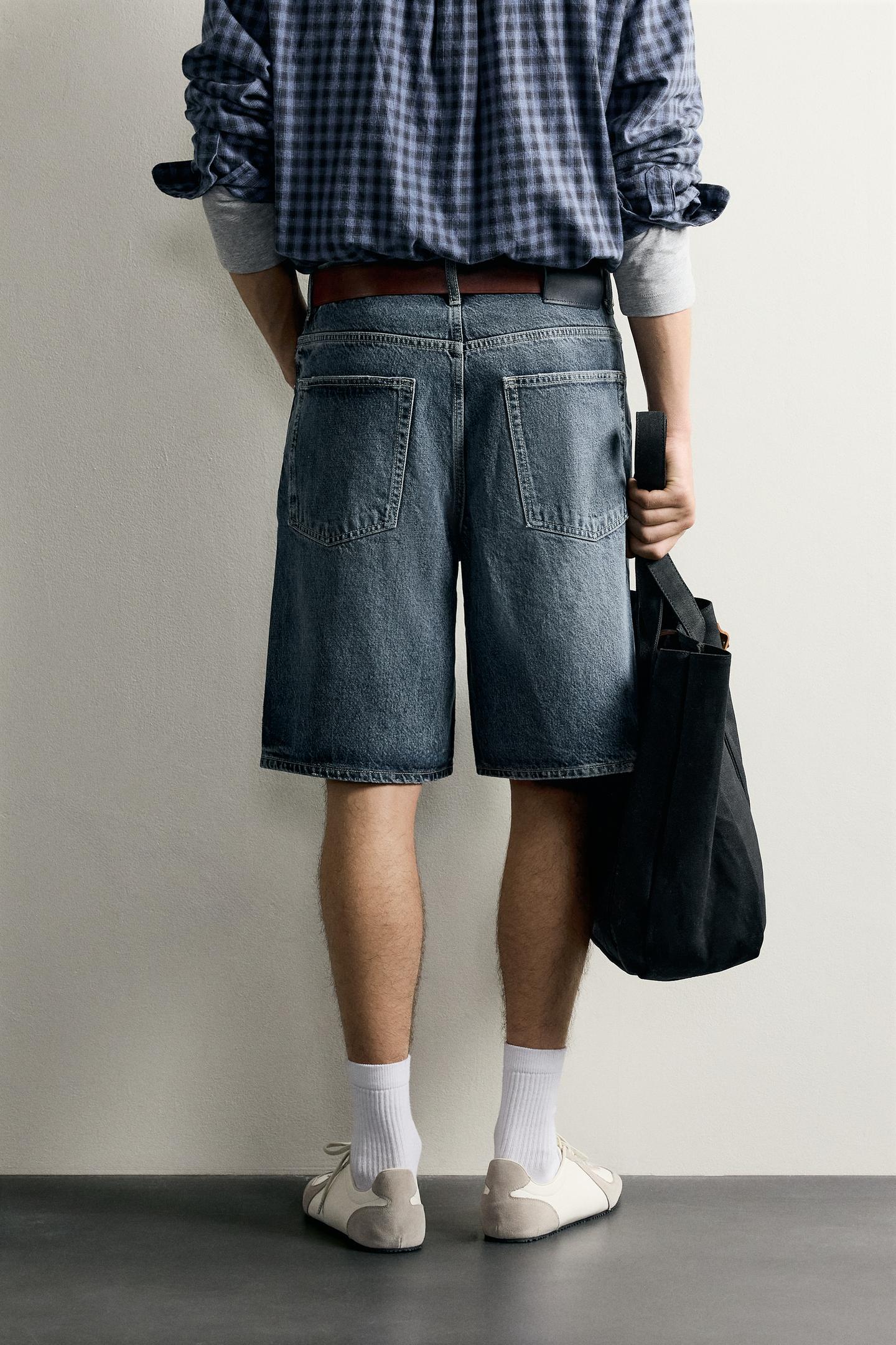 Мужские шорты Zara Relaxed Fit Denim Shorts, цвет: Синий — фото 3