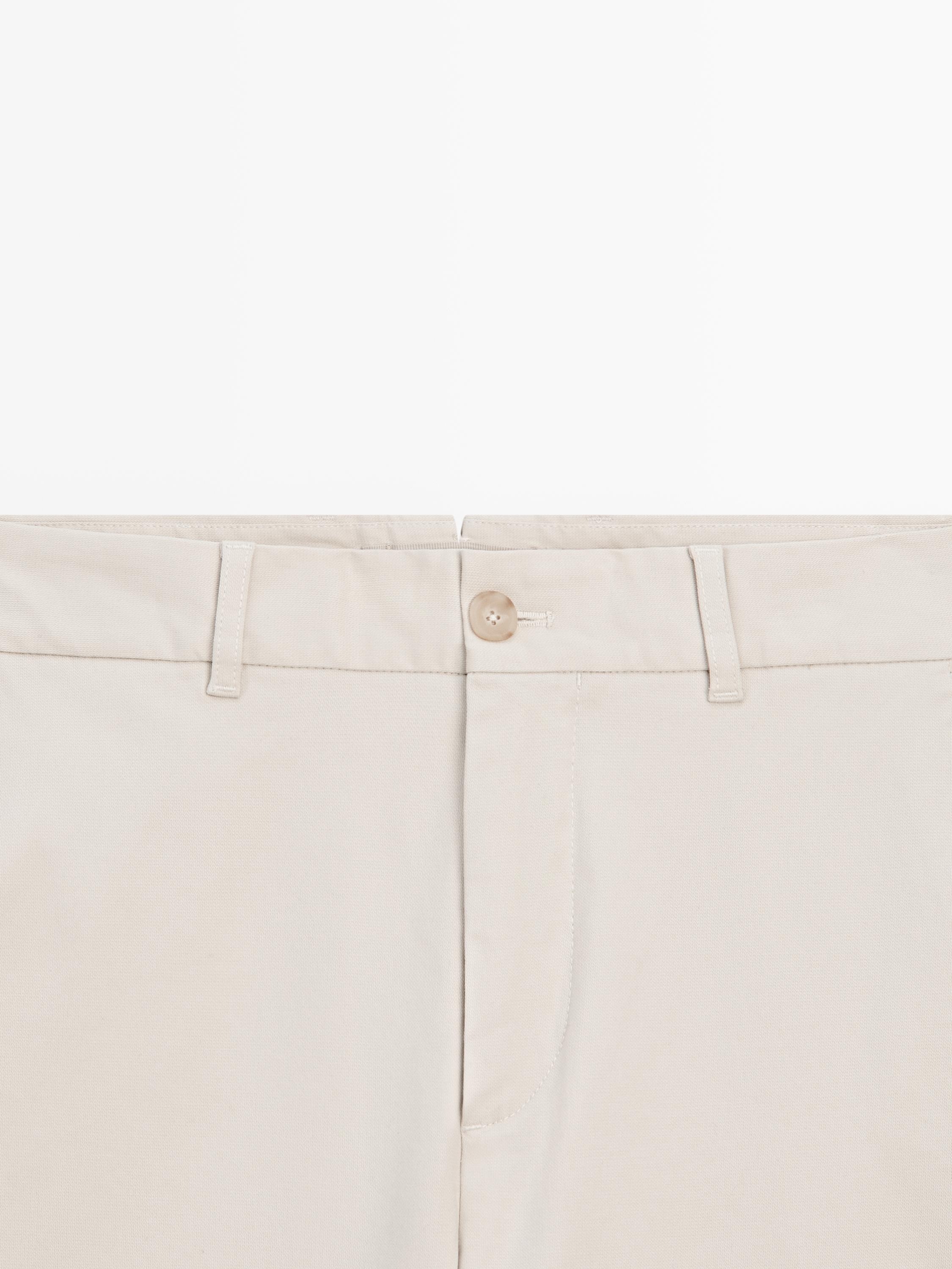 Cotton blend tapered fit trousers