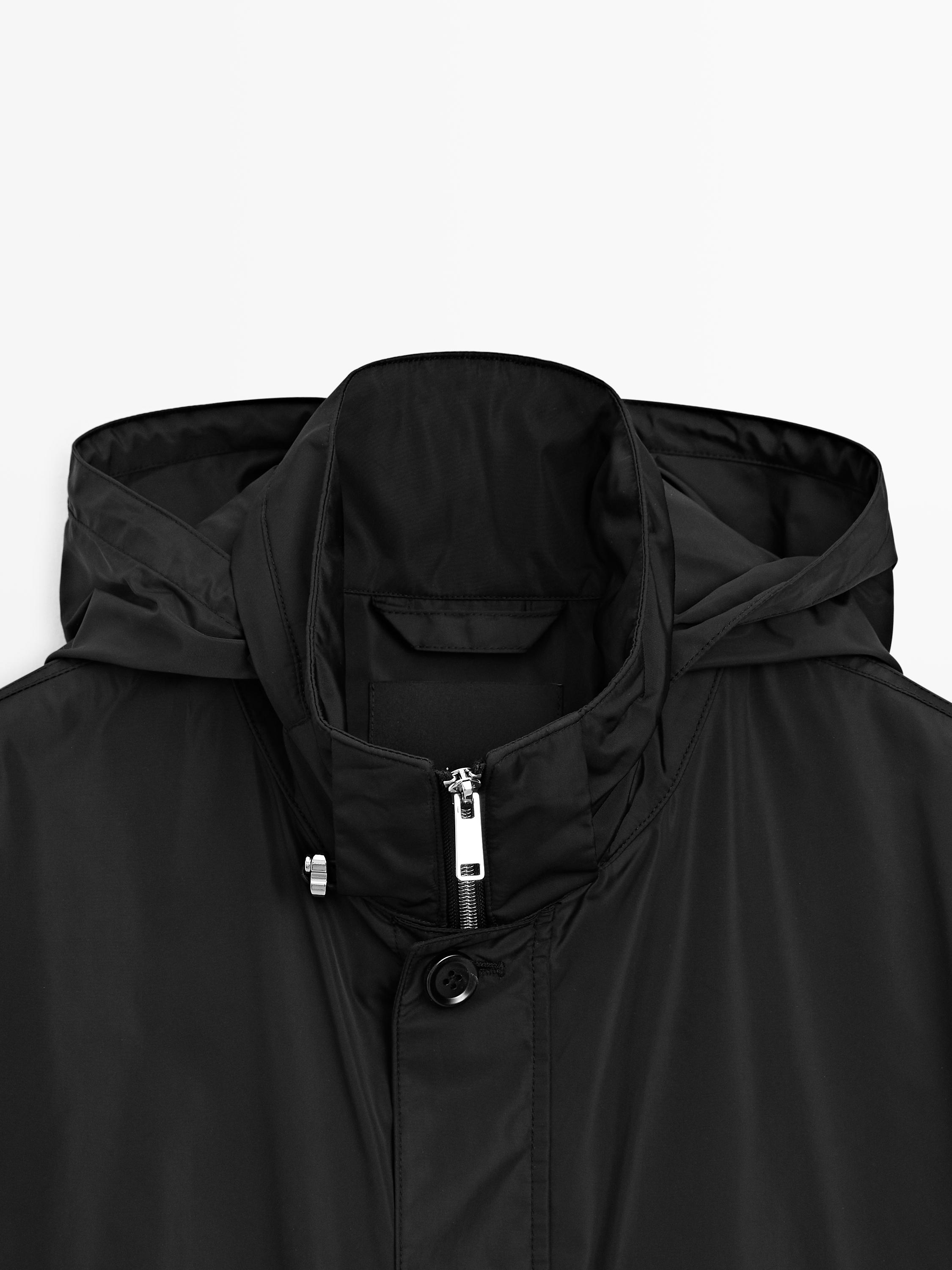 Parka à capuche détail tissu