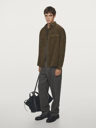 Zara Corduroy overshirt with pockets - Green
