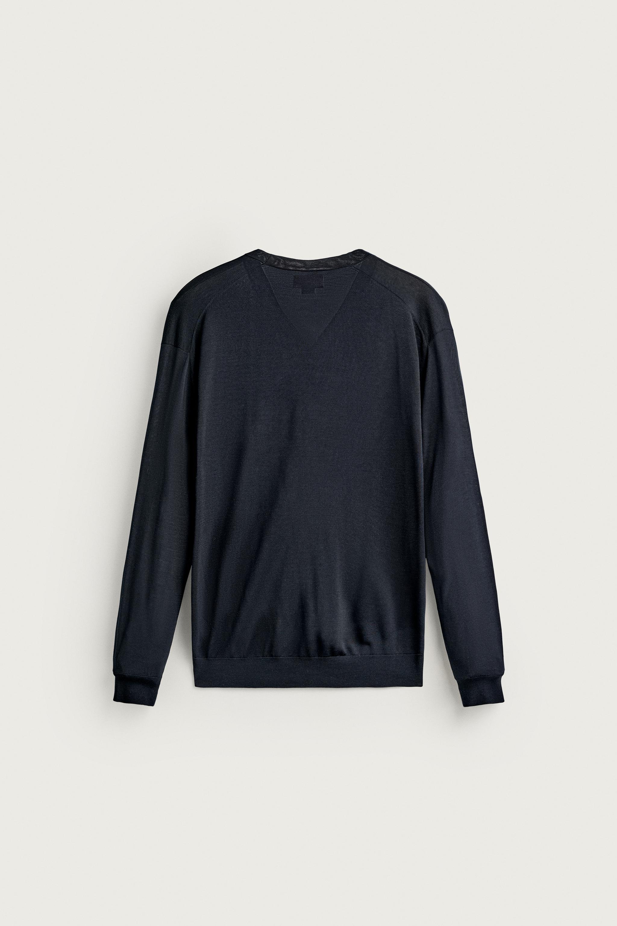 100% SILK LIGHTWEIGHT CARDIGAN AARON LEVINE X ZARA — Navy blue (alternate view)