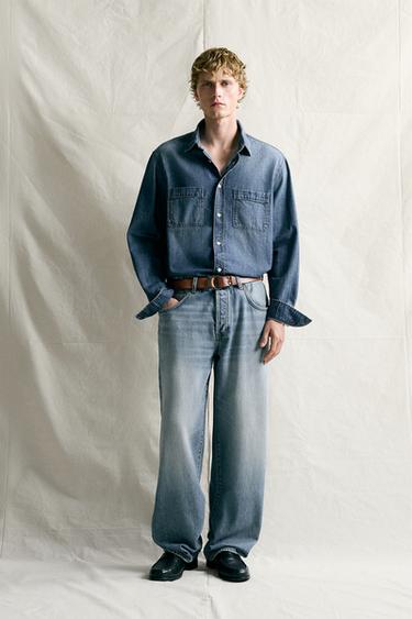 REGULAR FIT DENIM SHIRT - Blue / Navy by Zara - Image 0