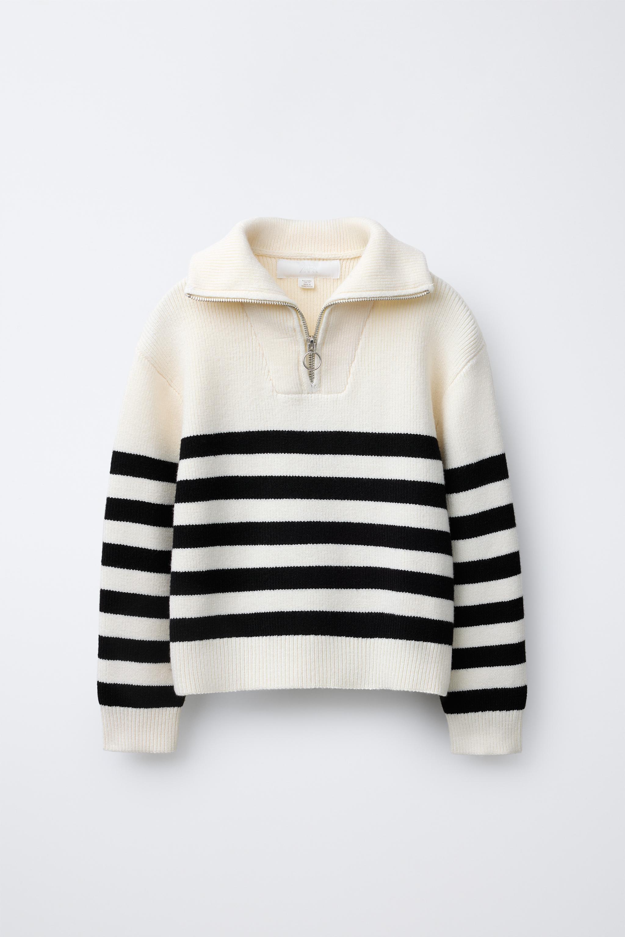 STRIPED KNIT ZIP-UP SWEATER - striped | ZARA United States