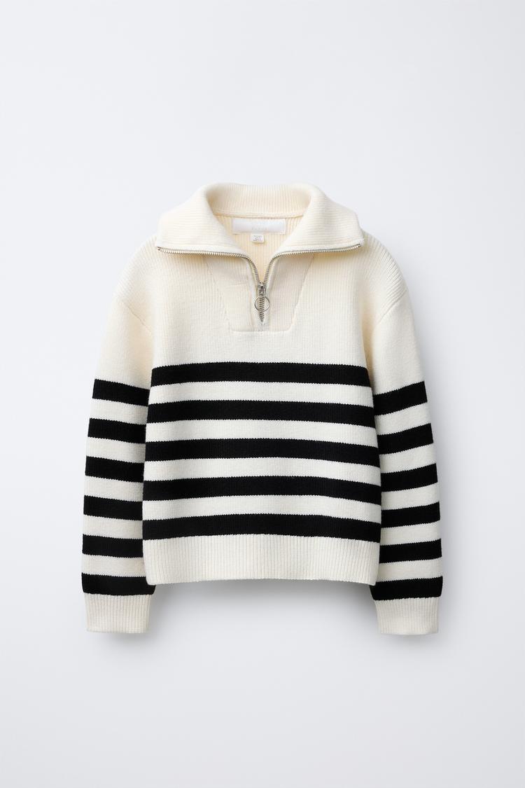 STRIPED KNIT SWEATER WITH ZIP striped ZARA India