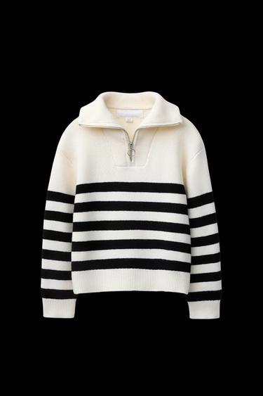 STRIPED KNIT SWEATER WITH ZIP - striped by Zara - Image 0