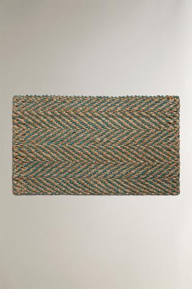 HERRINGBONE JUTE DOORMAT - Sea green by Zara - Image 0