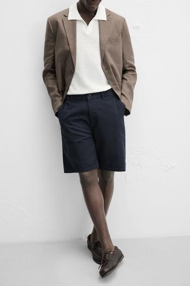 FADED CANVAS BERMUDA SHORTS - Navy blue by Zara - Image 4