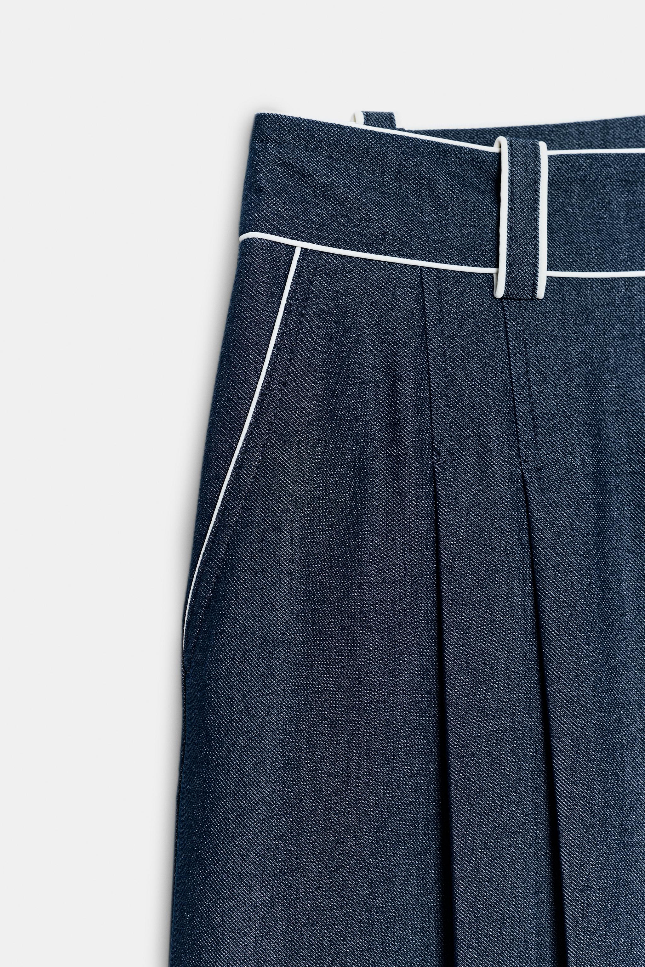 WIDE SHORTS WITH CONTRAST PIPING