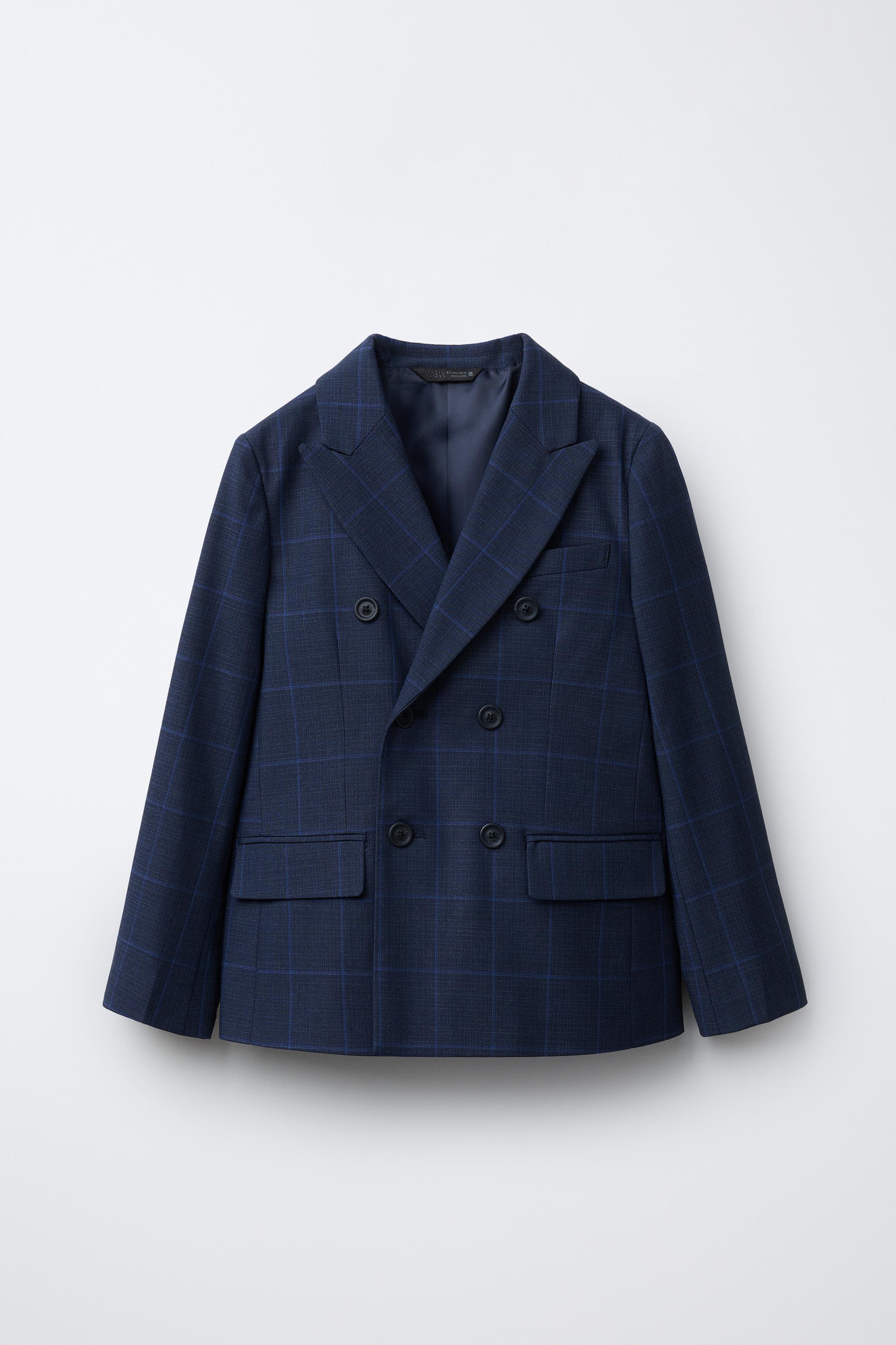 ZARA チェック柄 ダブルブレストスーツ 160 ダブルブレスト千鳥格子 チェック柄ジャケット 美形 美ライン ZARA