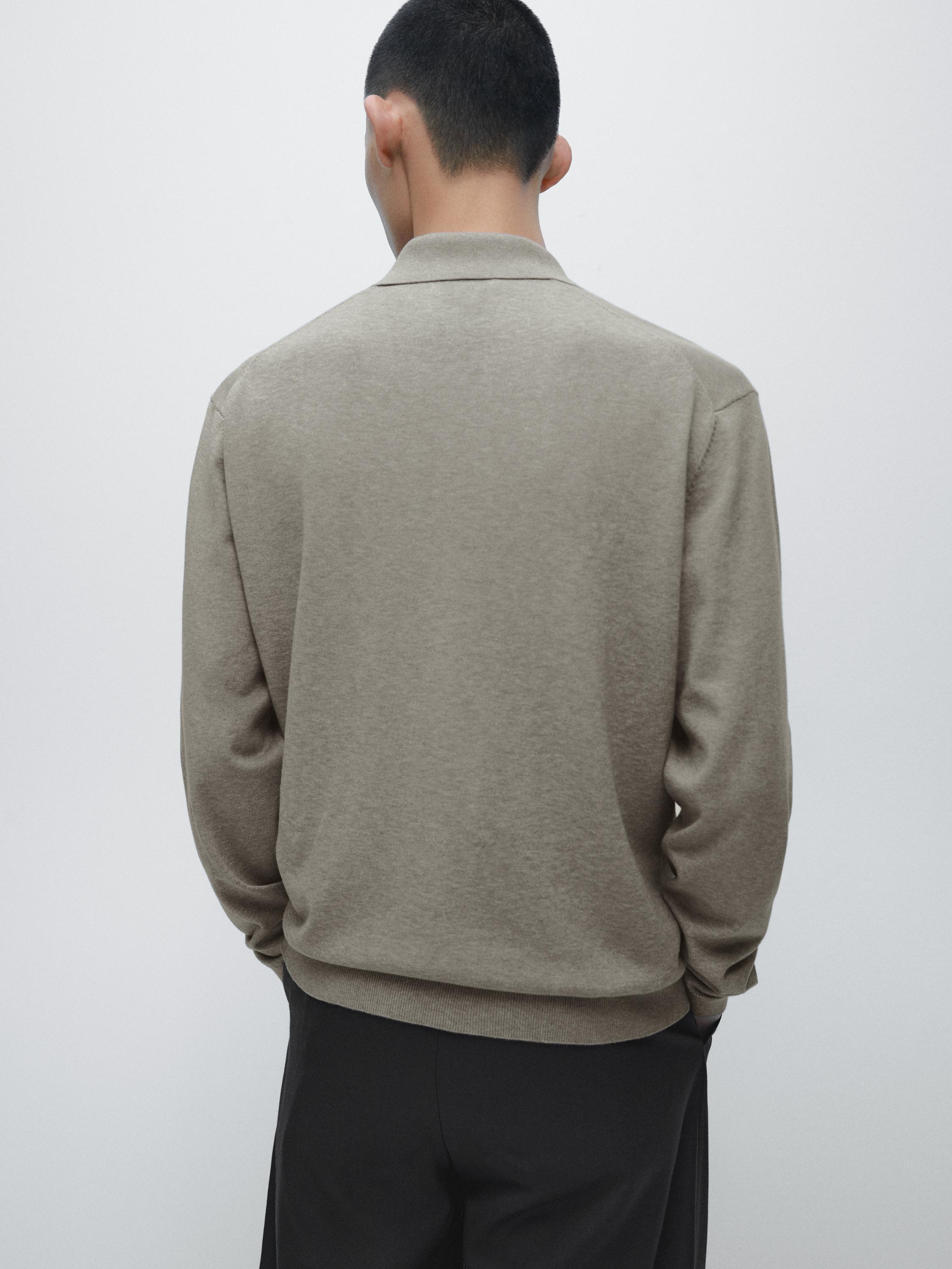 Cotton knit polo sweater