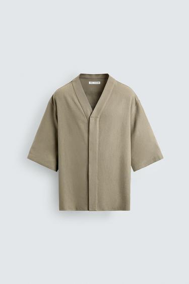 ΠΟΥΚΑΜΙΣΟ RELAXED FIT ΒΙΣΚΟΖΗ - ΚΑΝΑΒΙ - Καφέ-γκρι του Zara