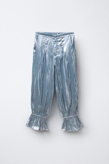 PANTALÓN METALIZADO TEXTURA - Plata de Zara