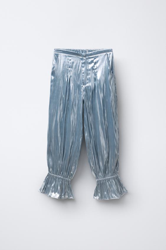 PANTALON MÉTALLISÉ TEXTURÉ - Argent de Zara - Image 0