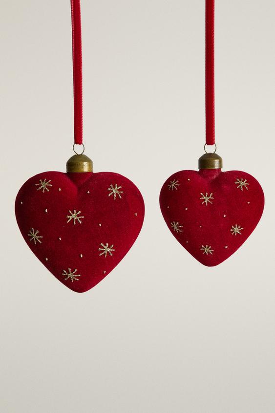 WEIHNACHTSBAUMANHÄNGER HERZ AUS SAMT - Rot von Zara - Bild 0