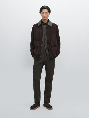 Pantalon slim 100 % coton - Marron de Zara