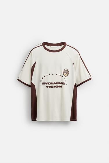 RETRO FOOTBALL PRINT T-SHIRT - Ecru by Zara