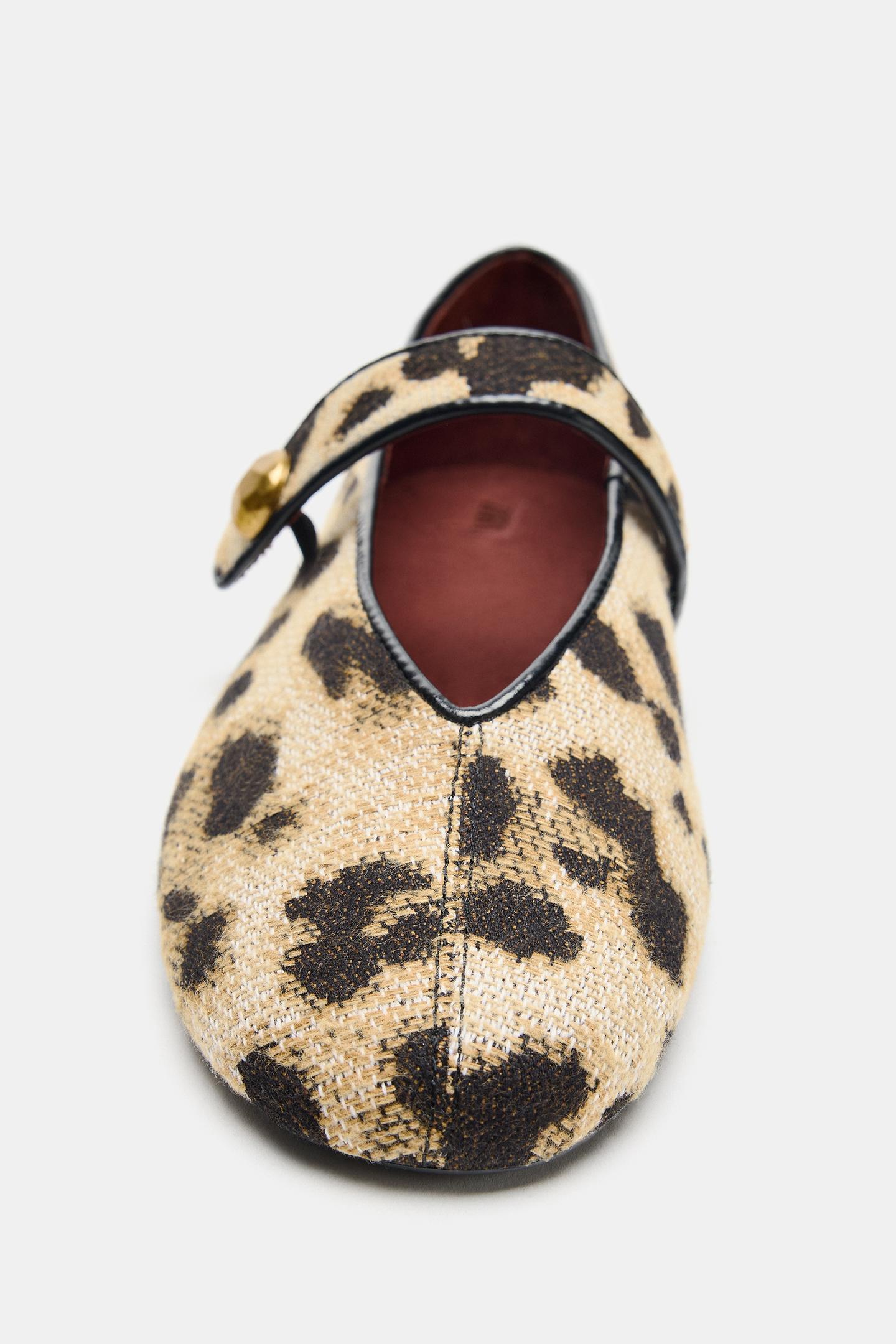 Женские балетки Zara Printed Ballet Flats, цвет: Леопардовый — фото 4