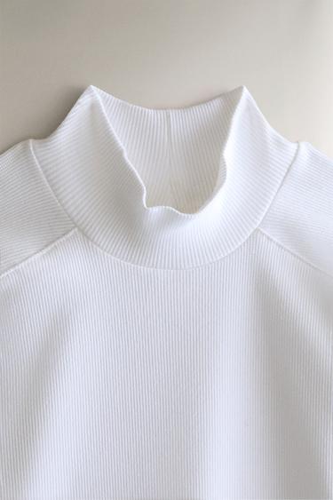 COTTON HIGH-NECK T-SHIRT — White 2
