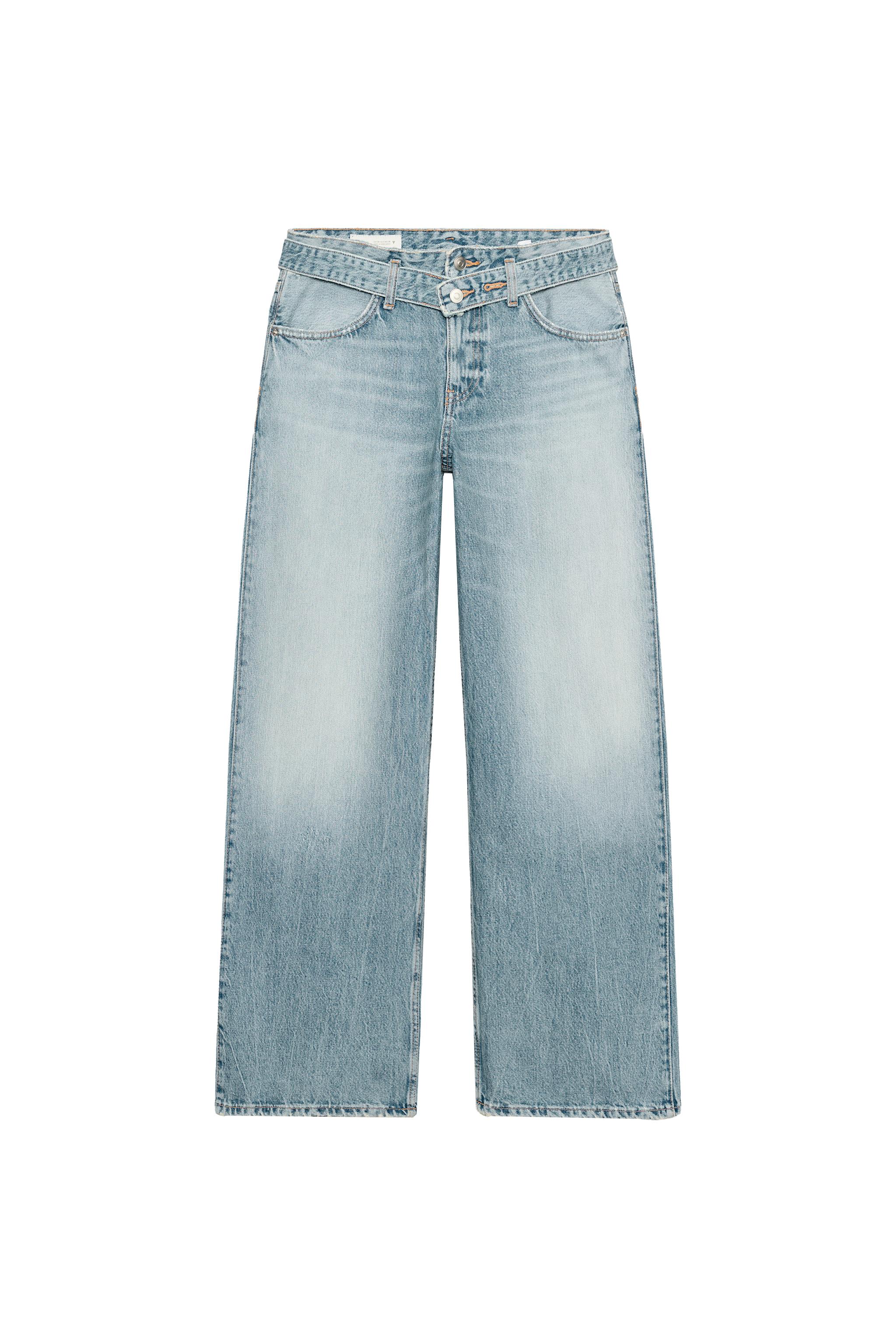 TRF ベルト付きミッドライズデニムパンツ - ブルー | ZARA Japan / 日本