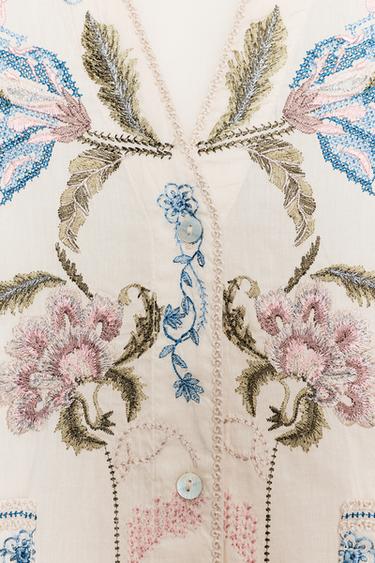 CHEMISE BRODÉE ZW COLLECTION - Écru de Zara - Image 6