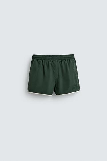 CONTRAST WELT SHORTS - Green by Zara