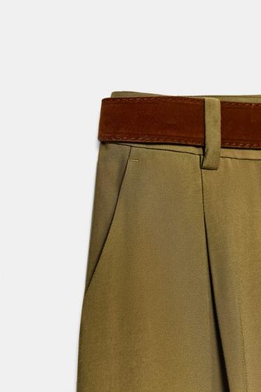 DARTED TROUSERS WITH BELT - Khaki by Zara - Image 9