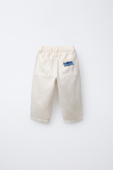 MICKEY MOUSE © DISNEY PATCHES TWILL BAGGY TROUSERS - Ecru by Zara - Image 1