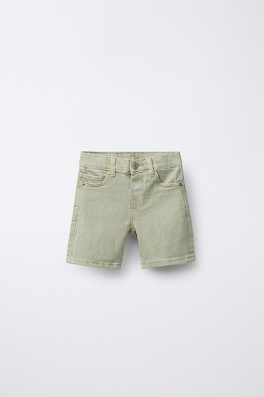 Zara REGULAR TWILL SHORTS - Light khaki