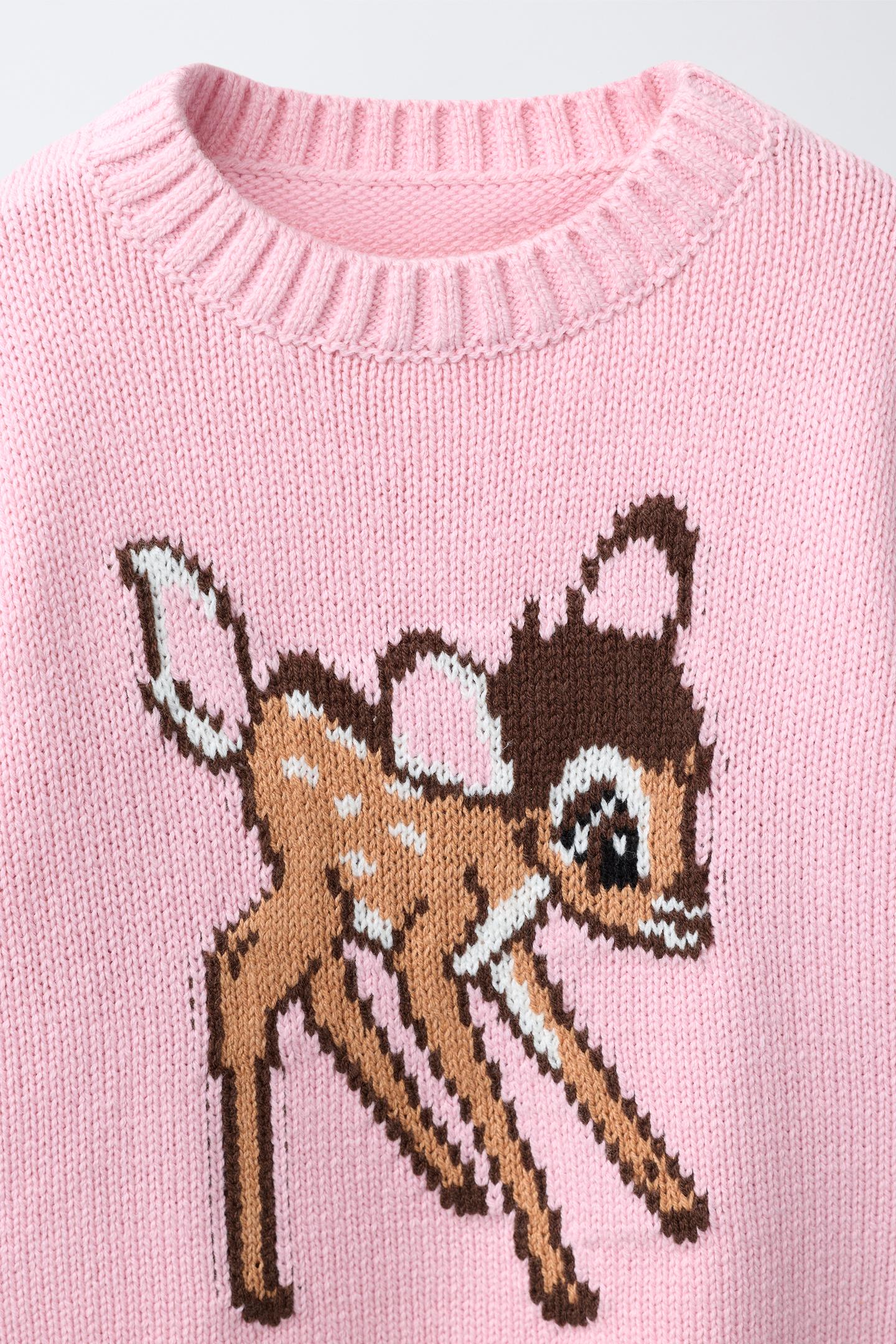 Детский свитер Zara Bambi © Disney Knit, цвет: Розовый — фото 3