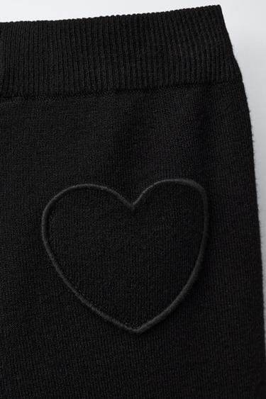 HEART STRAIGHT FIT KNIT TROUSERS - Black by Zara - Image 3