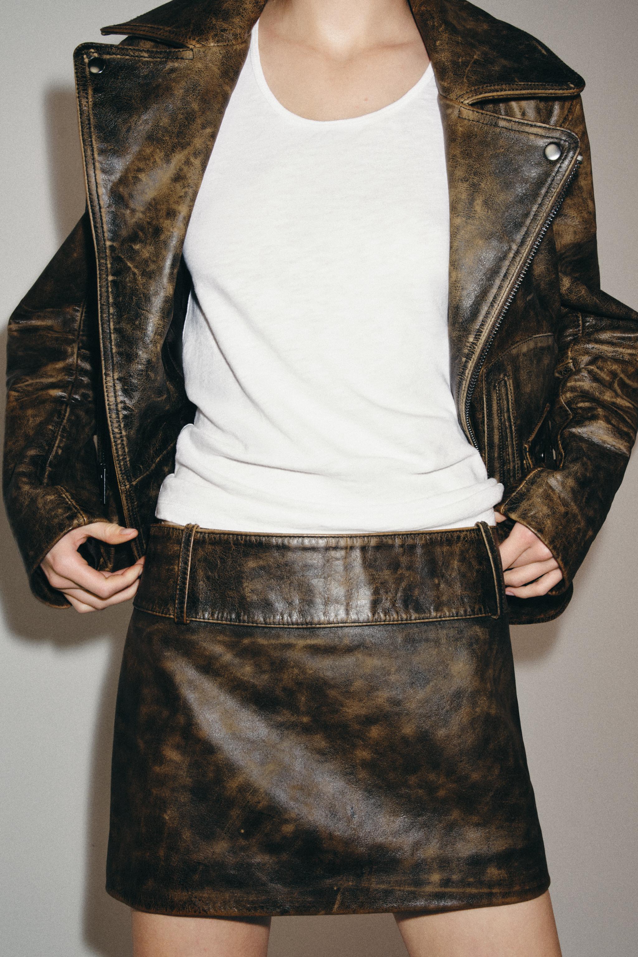 100% LEATHER MINI SKIRT ZW COLLECTION LIMITED EDITION