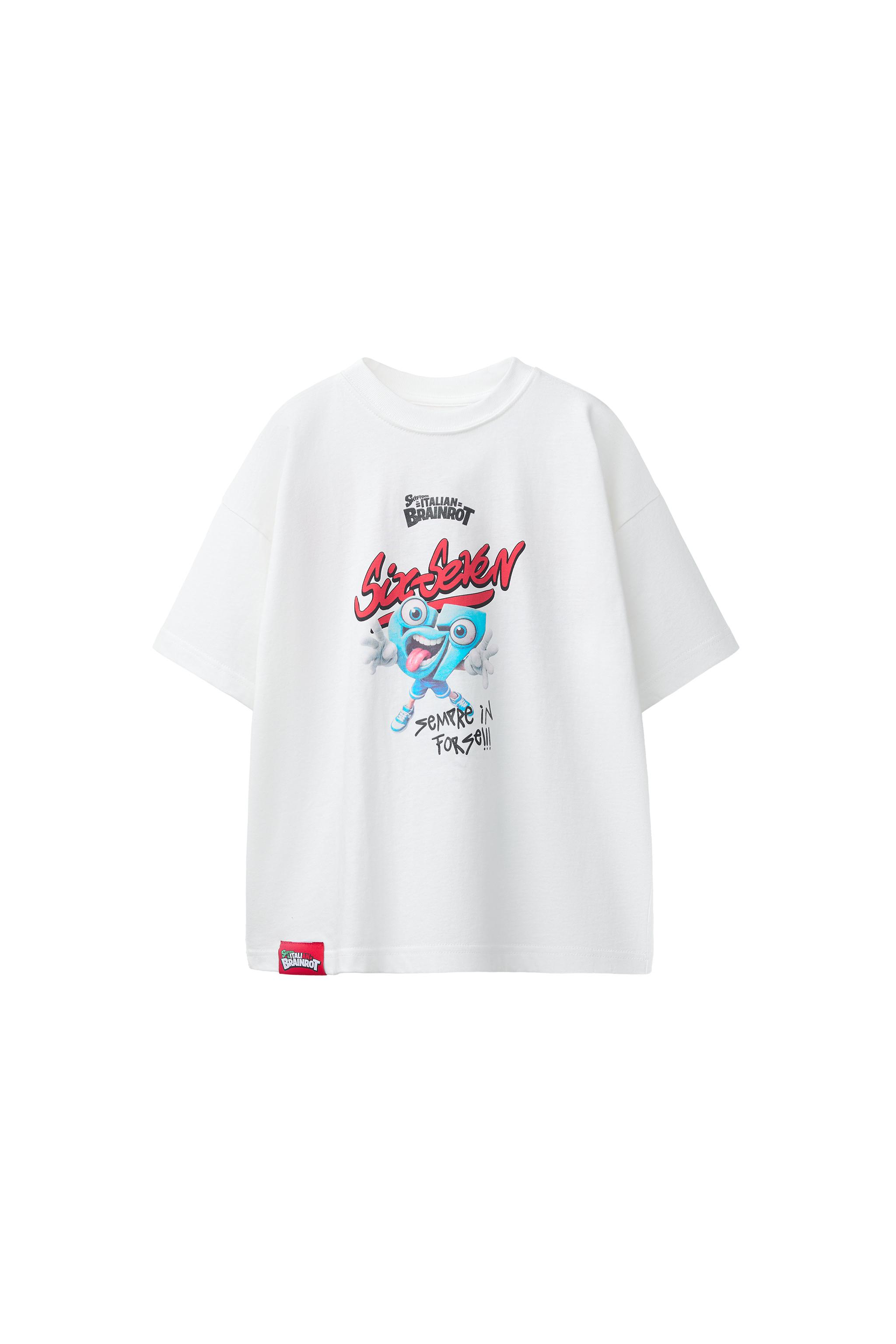 SIX SEVEN SKIFIDOL ITALIAN BRAINROT™ PRINTED T-SHIRT - White