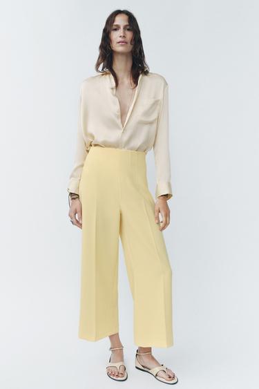 CULOTTEBROEK MET HOGE TAILLE ZW COLLECTION - Geel van Zara