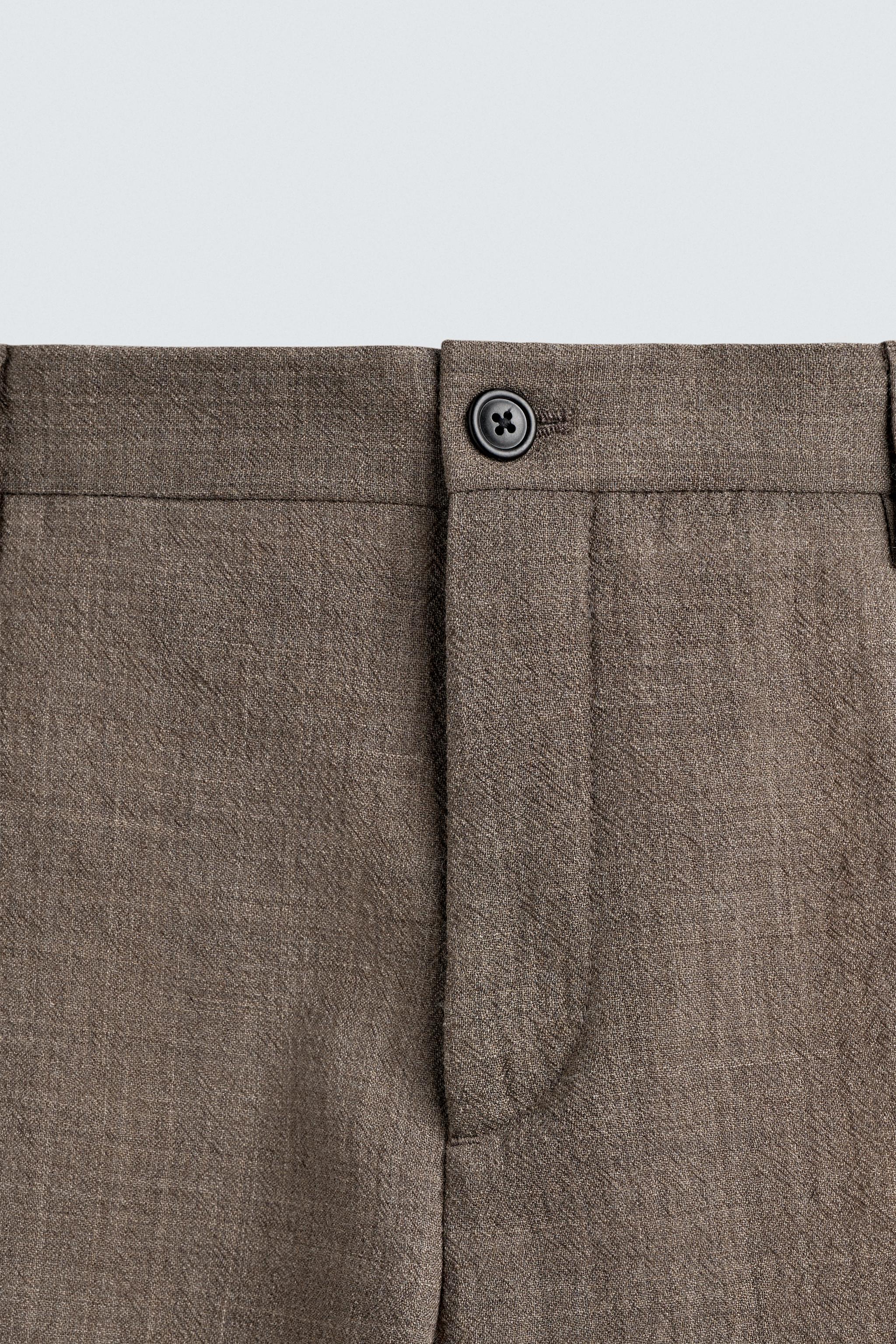 100% WOOL TEXTURED SUIT PANTS