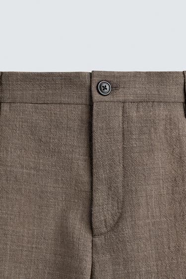 PANTALON DE COSTUME STRUCTURÉ 100% LAINE - Marron chiné de Zara - Image 7