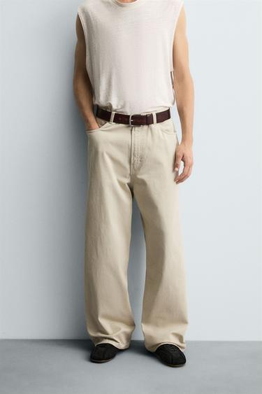 Zara BAGGY FIT JEANS - Sand