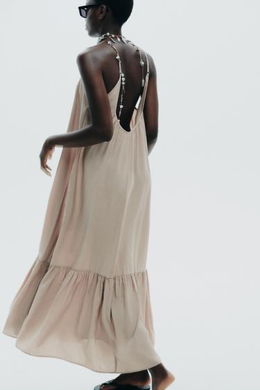 FLOWING MIDI DRESS - Stone by Zara