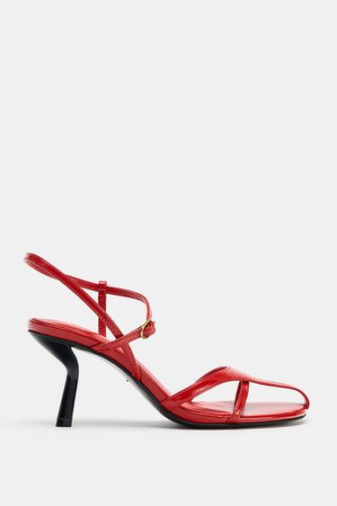 LIMITED EDITION LEATHER STRAPPY SANDALS - Red by Zara