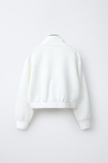 SWEAT CÔTELÉ ZIPPÉ LISERÉS CONTRASTE - Écru clair de Zara - Image 1