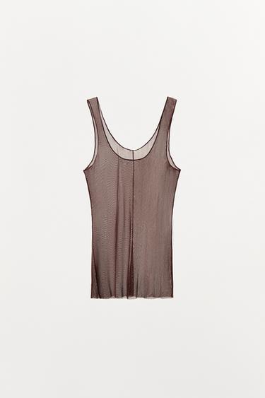 DÉBARDEUR À BRETELLES EN SOIE 100 % - Marron de Zara - Image 2