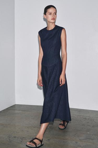 ROBE MIDI EN DENIM ZW COLLECTION - Bleu de Zara - Image 0