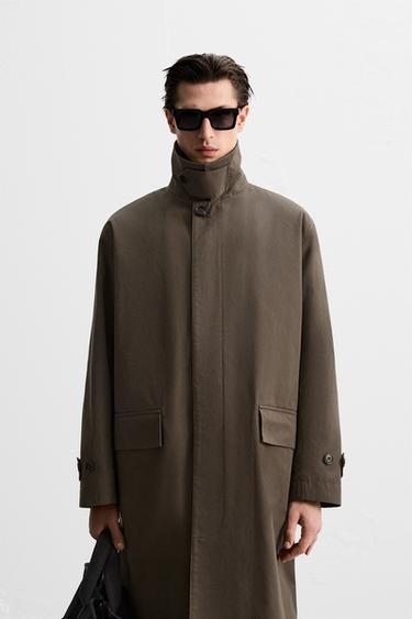 Zara WAXED EFFECT TRENCH - Earth