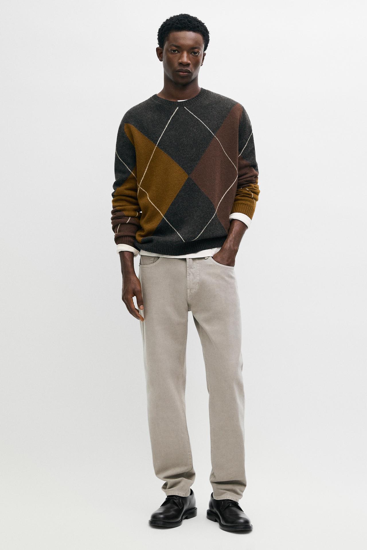 Tapered-fit denim-effect pants — Stone