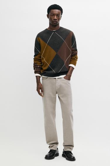 Tapered-fit denim-effect pants — Stone 1
