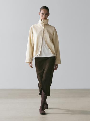 Zara 100% cotton jacket with button details - Ecru - Image 0