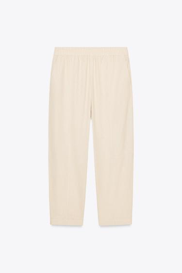 LINEN BLEND BALLOON TROUSERS - Sand by Zara - Image 5