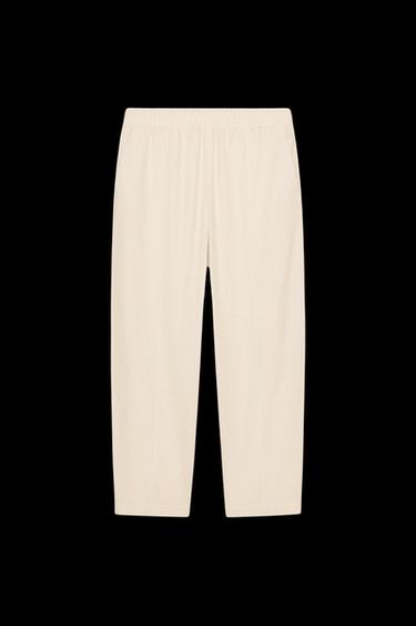 LINEN BLEND BALLOON TROUSERS - Sand by Zara - Image 0