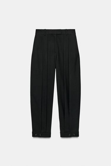 ШТАНИ ZW COLLECTION ІЗ ЗАЩІПАМИ ТА ШЛЬОВКАМИ - Чорний Zara
