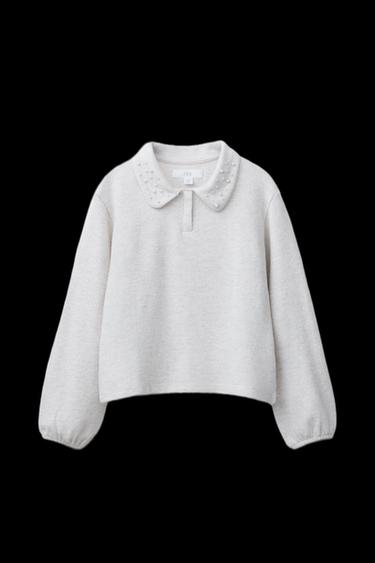 SOFT-TOUCH FAUX PEARL POLO SHIRT - Ecru by Zara - Image 0